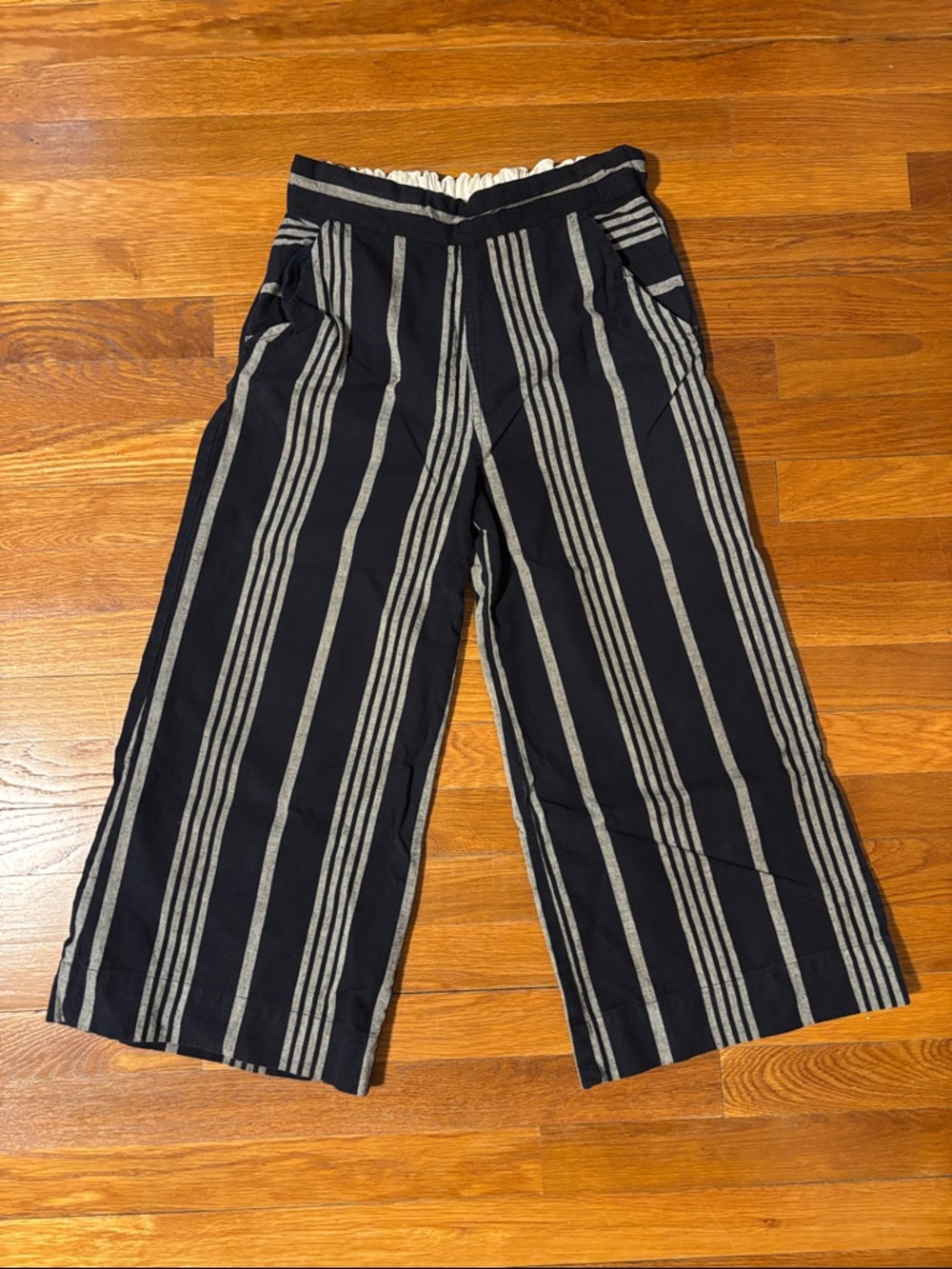 Ace & Jig Navy and White Striped Wide-Leg Pants